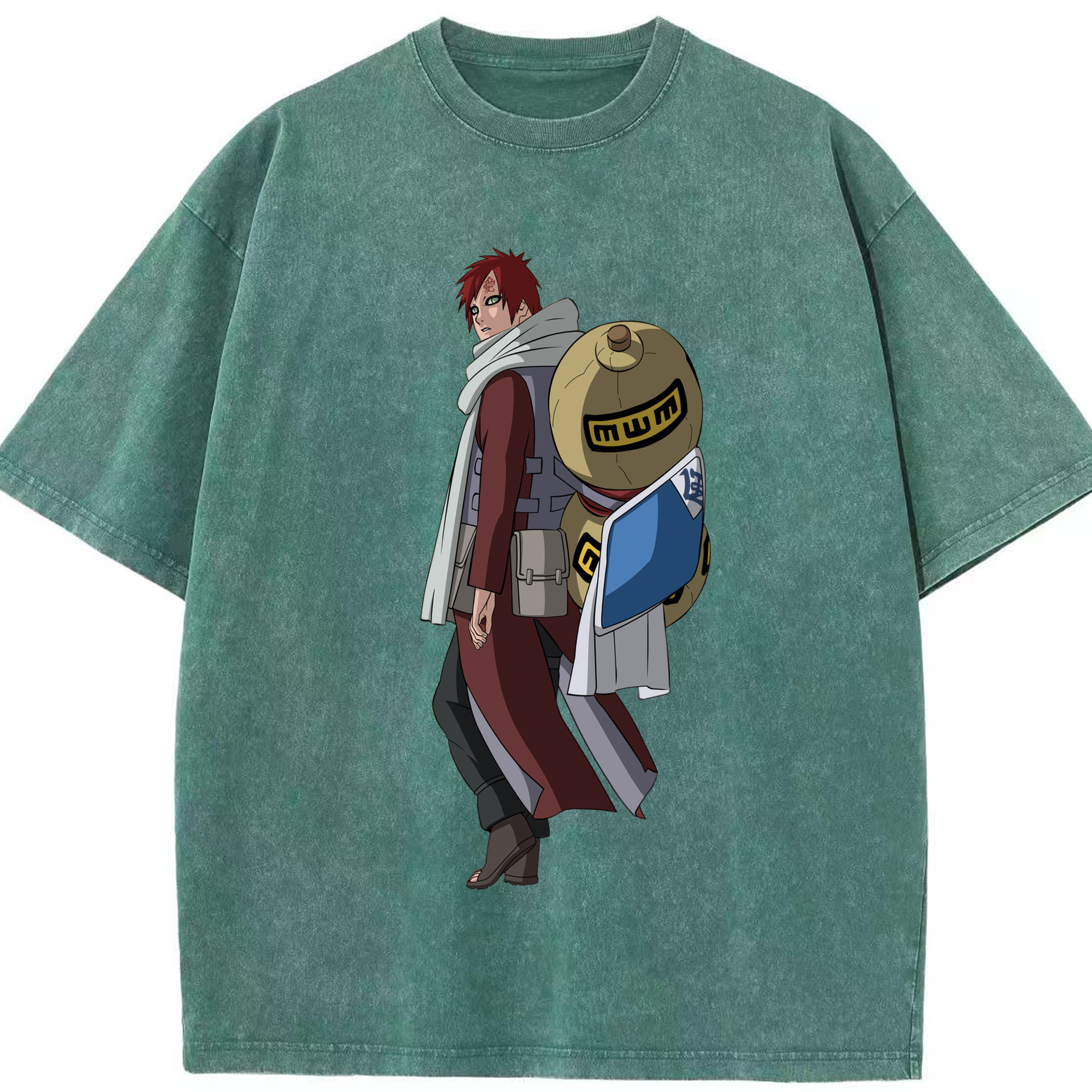 （画像用） NARUTO -ナルト- ガアラ Gaara 綿100% ヴィンテージ風 半袖Tシャツ（フロントプリント）